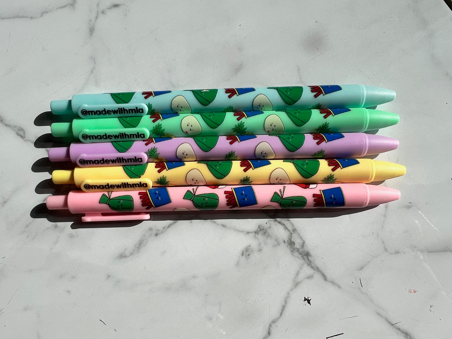 SET of 5 Local Grinds print on Pastel Gel Pens