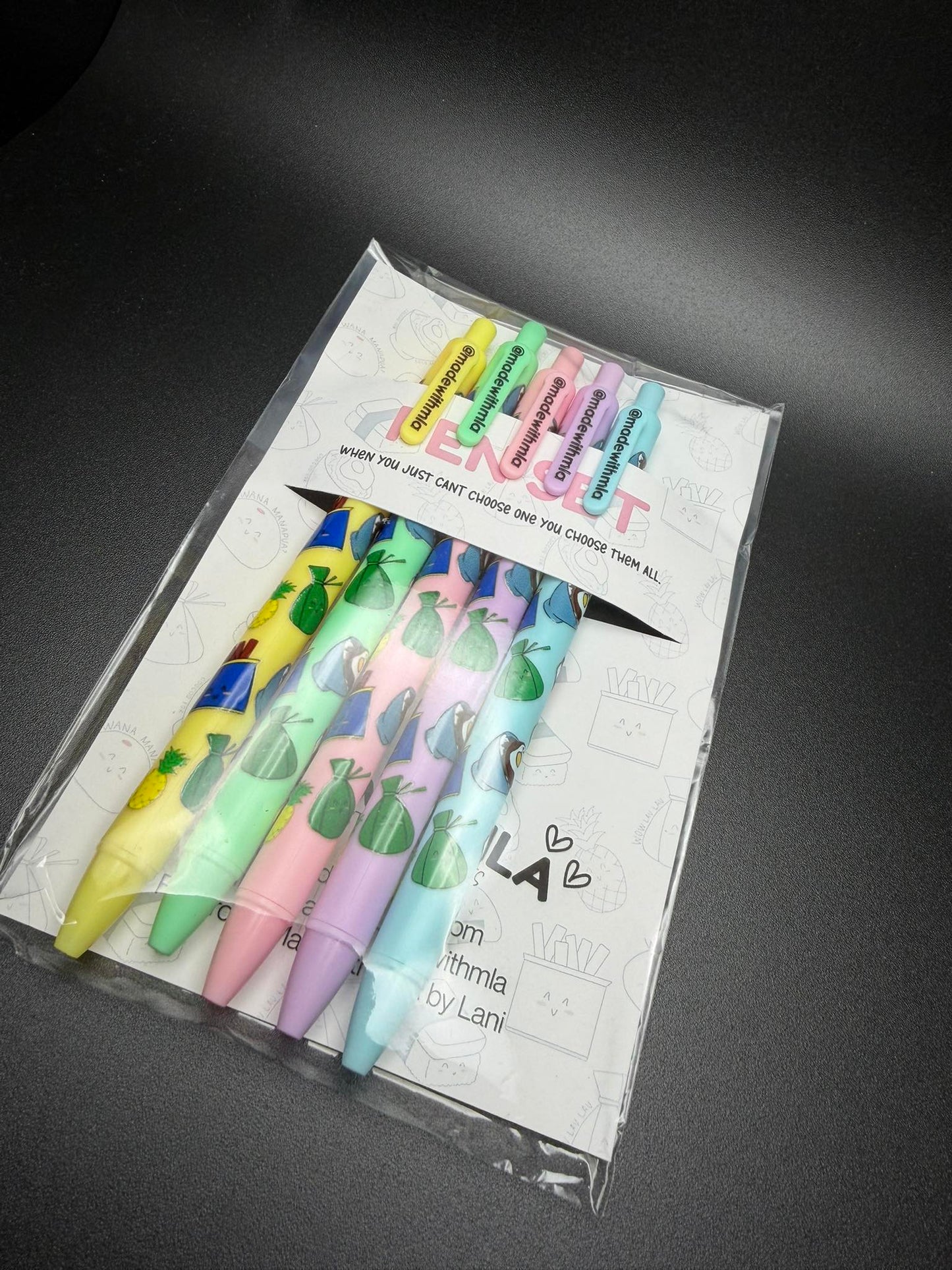 Black Ink Gel Pens - Colored Local Grinds SET